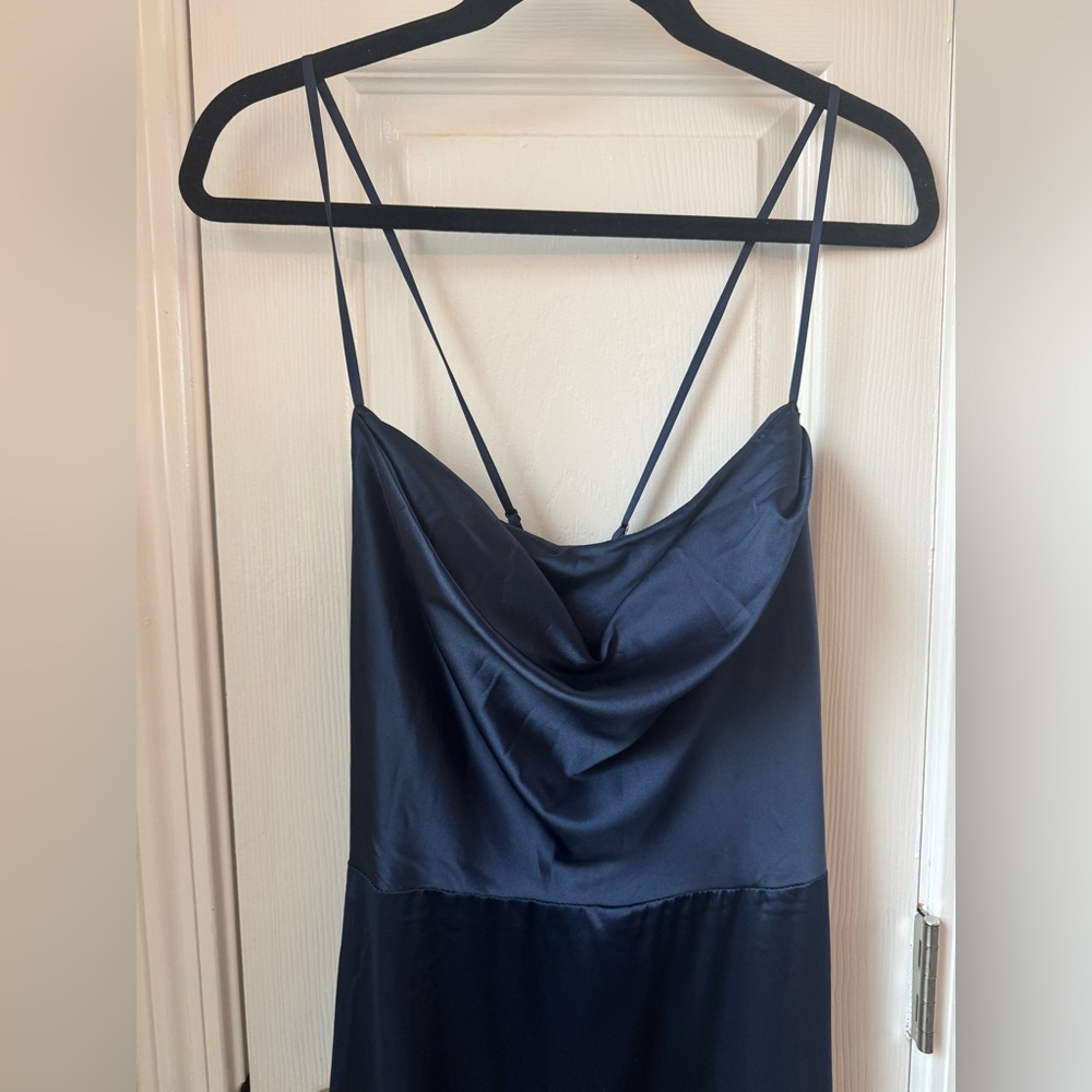 DB STUDIO Cowl Neck Sheath Dress Navy Blue Size 12 - Picture 4 of 7